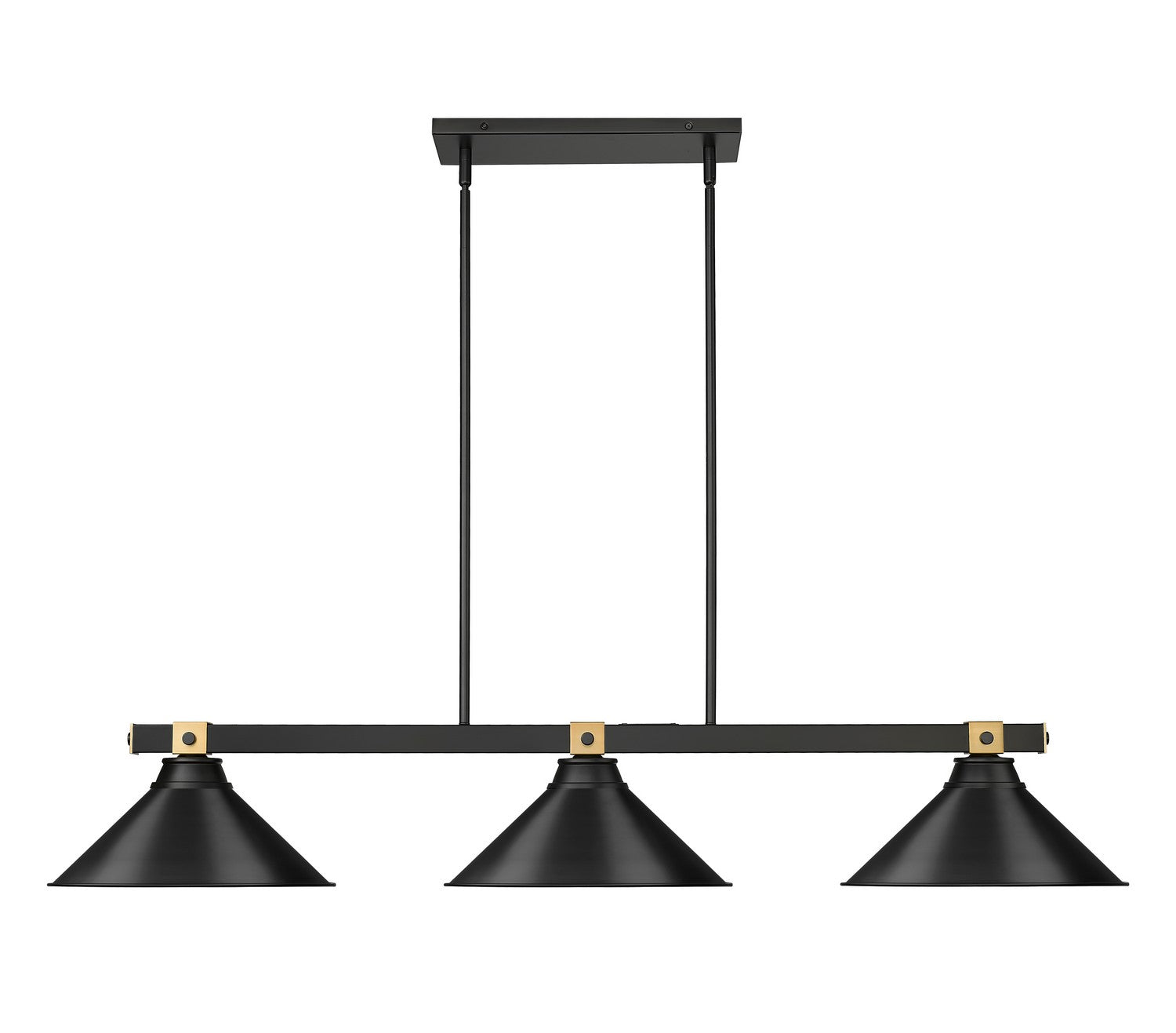 Z-Lite - 1955-3MB-RB-MB15 - Three Light Billiard - Bronte - Matte Black + Rubbed Brass