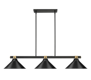 Z-Lite - 1955-3MB-RB-MB15 - Three Light Billiard - Bronte - Matte Black + Rubbed Brass