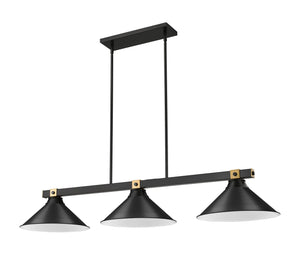 Z-Lite - 1955-3MB-RB-MB15 - Three Light Billiard - Bronte - Matte Black + Rubbed Brass
