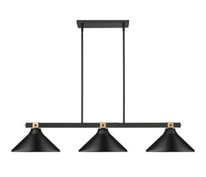 Z-Lite - 1955-3MB-RB-MMB - Three Light Billiard - Bronte - Matte Black + Rubbed Brass