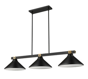 Z-Lite - 1955-3MB-RB-MMB - Three Light Billiard - Bronte - Matte Black + Rubbed Brass