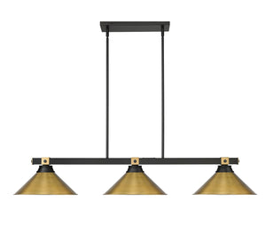 Z-Lite - 1955-3MB-RB-RB15 - Three Light Billiard - Bronte - Matte Black + Rubbed Brass