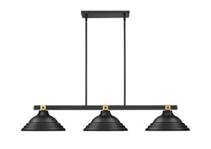 Z-Lite - 1955-3MB-RB-SMB - Three Light Billiard - Bronte - Matte Black + Rubbed Brass