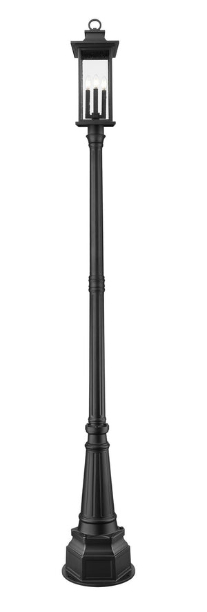 Z-Lite - 5017PHBR-564P-BK - Four Light Outdoor Post Mounted Fixture - Tiberius - Black