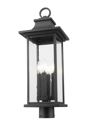 Z-Lite - 5017PHBR-BK - Four Light Outdoor Post Mount Fixture - Tiberius - Black