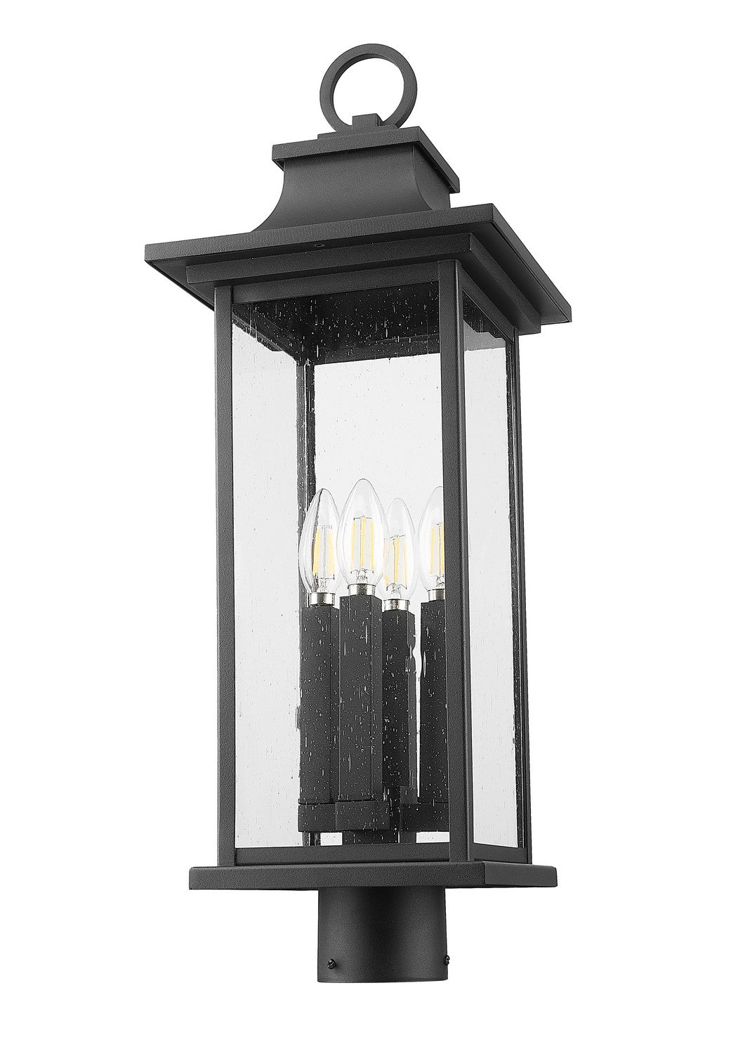 Z-Lite - 5017PHBR-BK - Four Light Outdoor Post Mount Fixture - Tiberius - Black