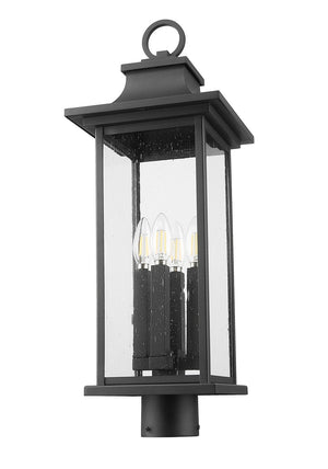 Z-Lite - 5017PHBR-BK - Four Light Outdoor Post Mount Fixture - Tiberius - Black