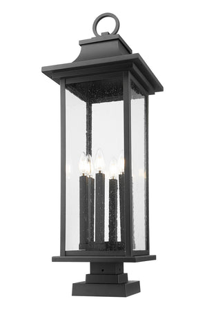 Z-Lite - 5017PHXLS-SQPM-BK - Six Light Outdoor Pier Mounted Fixture - Tiberius - Black