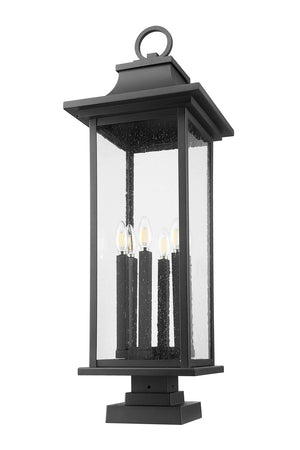 Z-Lite - 5017PHXLS-SQPM-BK - Six Light Outdoor Pier Mounted Fixture - Tiberius - Black