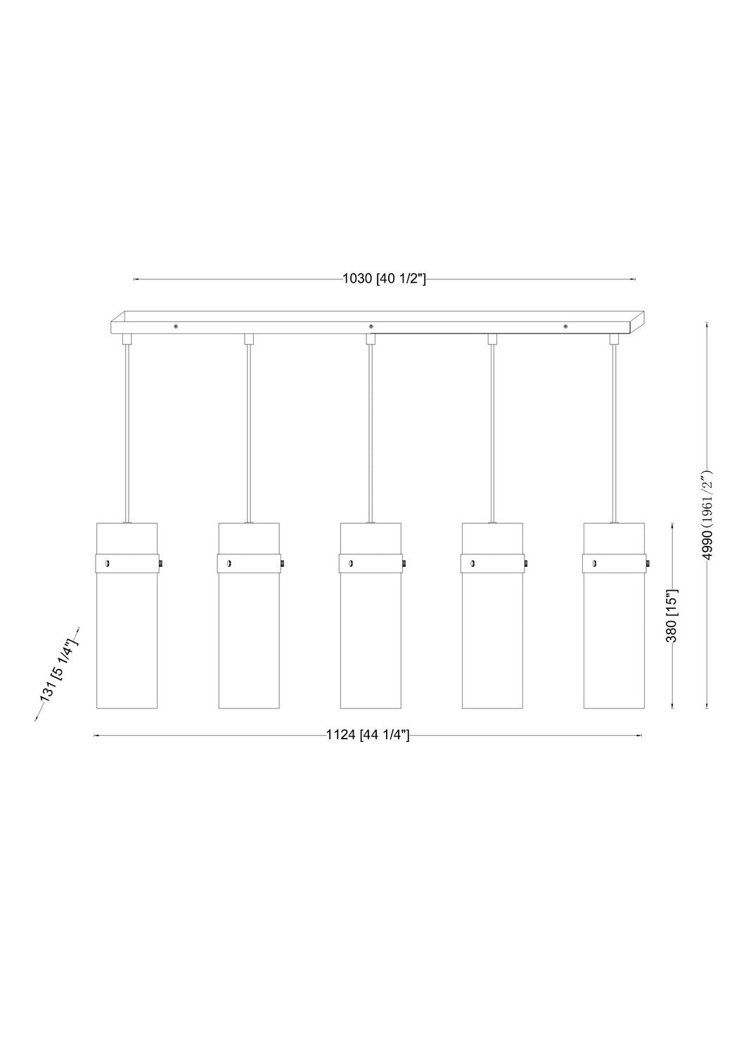 Z-Lite - 7002P5-5L-MB - Five Light Linear Chandelier - Fontaine - Matte Black