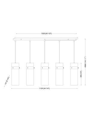 Z-Lite - 7002P5-5L-RB - Five Light Linear Chandelier - Fontaine - Rubbed Brass
