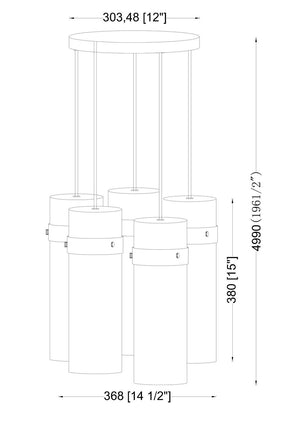Z-Lite - 7002P5-5R-RB - Five Light Chandelier - Fontaine - Rubbed Brass