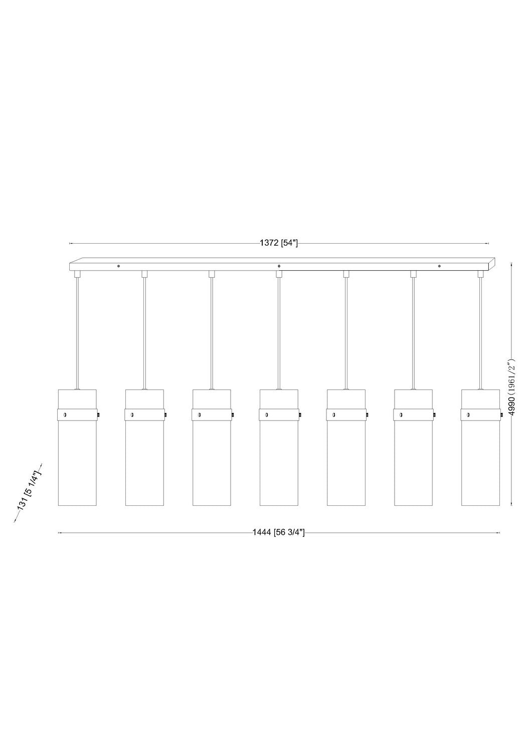 Z-Lite - 7002P5-7L-RB - Seven Light Linear Chandelier - Fontaine - Rubbed Brass