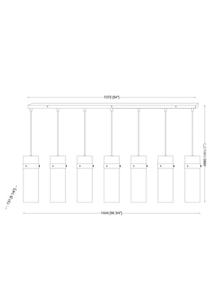 Z-Lite - 7002P5-7L-RB - Seven Light Linear Chandelier - Fontaine - Rubbed Brass