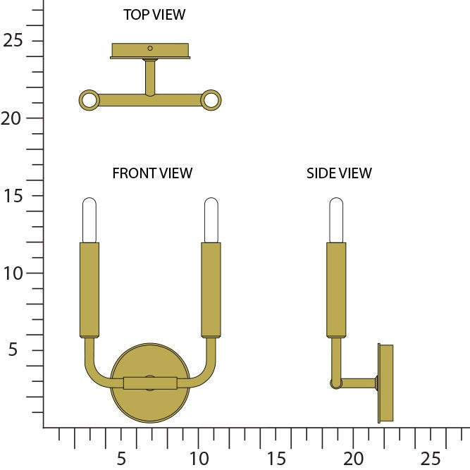 Robert Abbey - 1406 - Two Light Wall Sconce - Mavisten Edition Carbonia - Lacquered Burnished Brass
