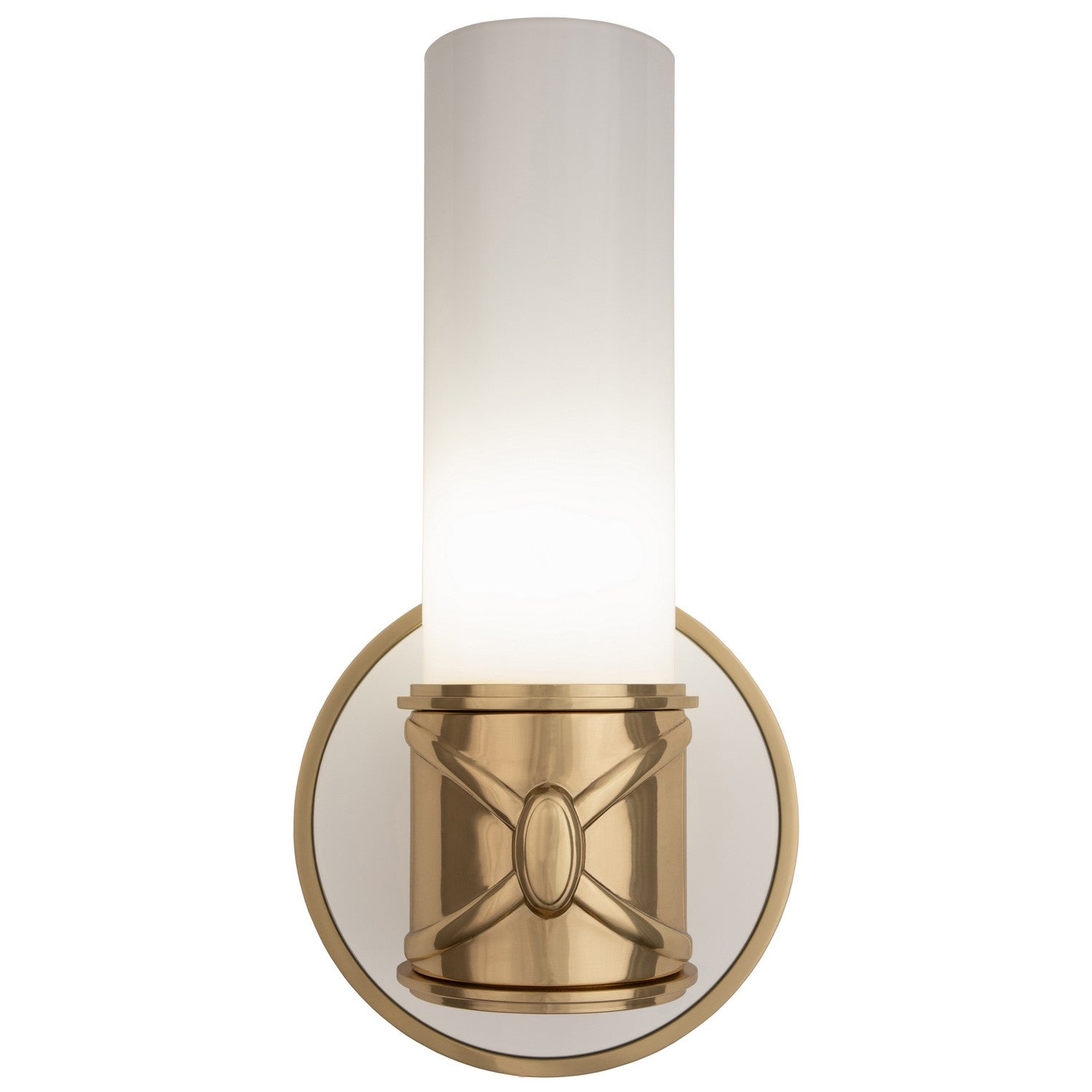 Robert Abbey - 1978 - One Light Wall Sconce - Chase - Antique Brass w/Polished Cased White Glass Shade