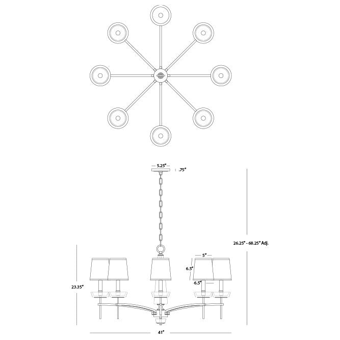 Robert Abbey - 625C - Eight Light Chandelier - Cristallo - Modern Brass w/ Clear Crystal
