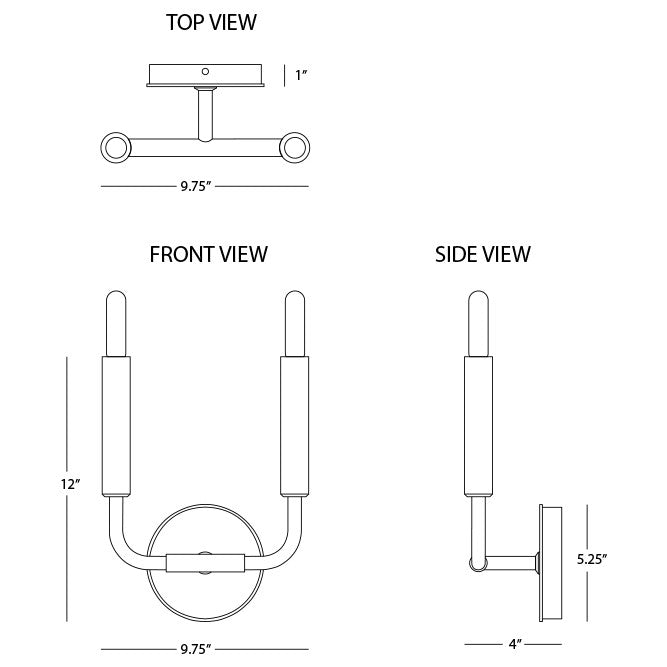 Robert Abbey - B1406 - Two Light Wall Sconce - Mavisten Edition Carbonia - Black Chrome