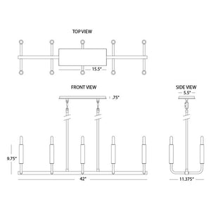 Robert Abbey - B1409 - Ten Light Chandelier - Mavisten Edition Carbonia - Black Chrome