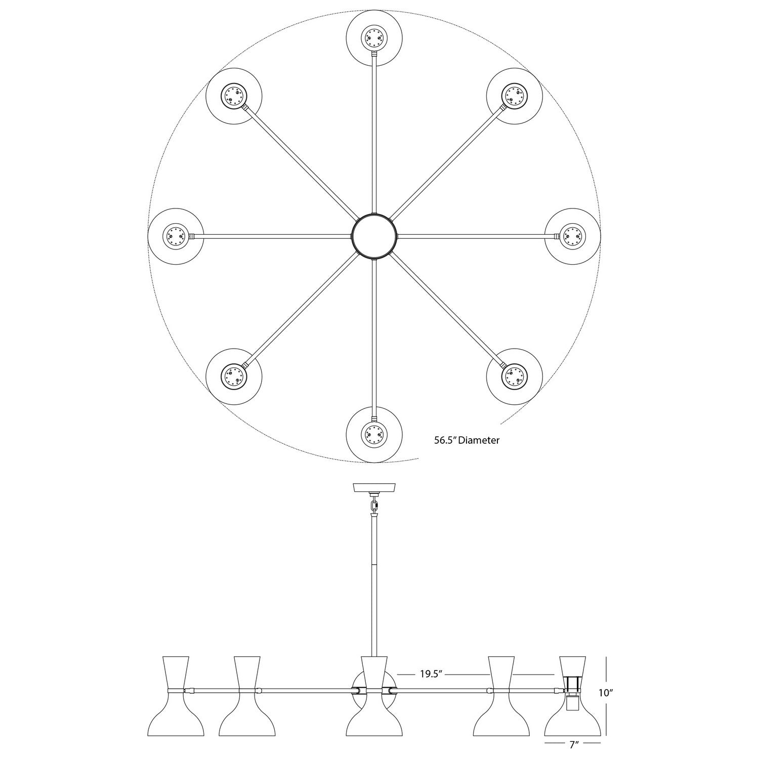 Robert Abbey - MN09LY - Eight Light Chandelier - Clare - Polished Nickel w/Mint/Lily Painted Shades