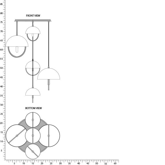 Robert Abbey - P589WHT - Five Light Pendant - Mavisten Edition Copernica - Pewter w/White Painted Metal Shade