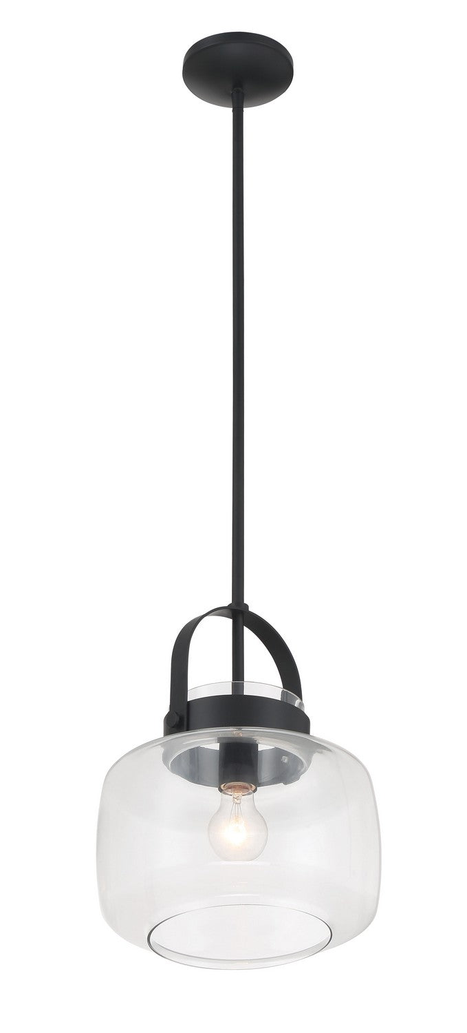 Minka-Lavery - 3937-899 - One Light Pendant - WickGlow - Dark Matte Black