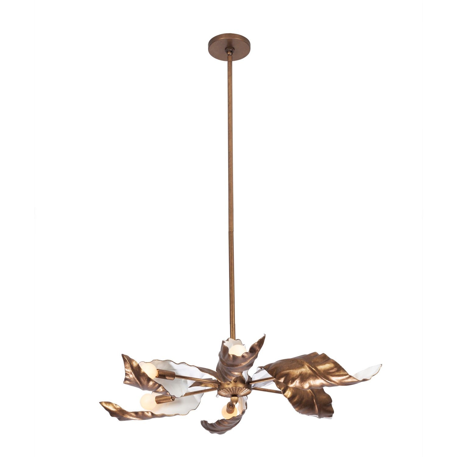 Kalco - 525556PABW - Six Light Chandelier - SPIRA - Pearlized Antique Brass W/ White