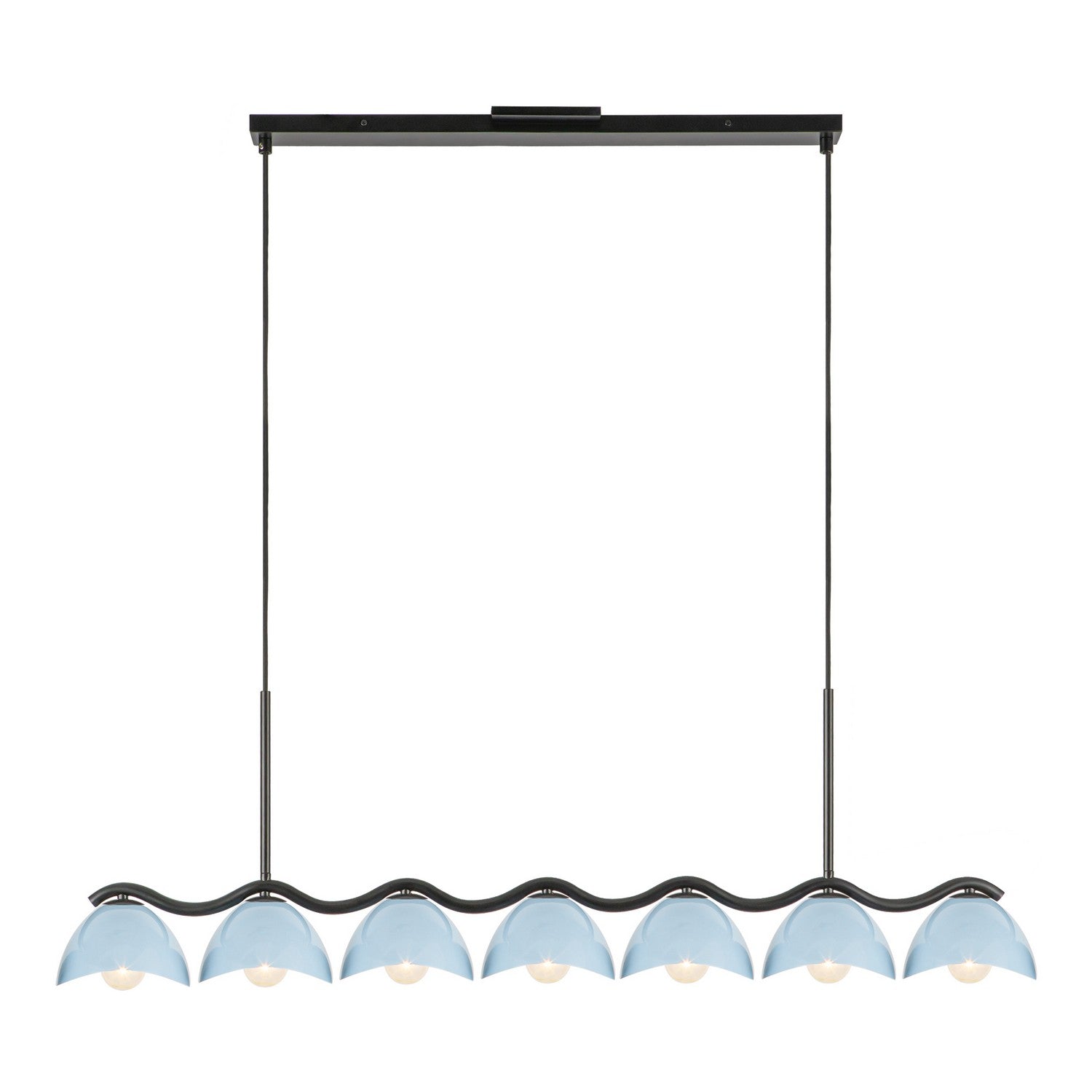 Kuzco Lighting - LP57642-BK/CER - Seven Light Linear Pendant - Atlas - Black/Cerulean