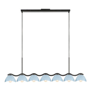 Kuzco Lighting - LP57642-BK/CER - Seven Light Linear Pendant - Atlas - Black/Cerulean