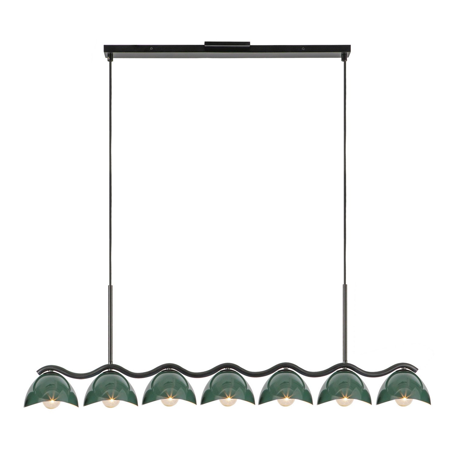 Kuzco Lighting - LP57642-BK/PGN - Seven Light Linear Pendant - Atlas - Black/Pine Green