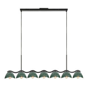 Kuzco Lighting - LP57642-BK/PGN - Seven Light Linear Pendant - Atlas - Black/Pine Green