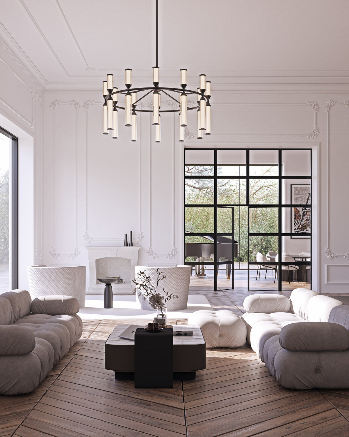 Alora - CH348038UBFR-UNV - LED Chandelier - Edwin - Urban Bronze/Frosted Ribbed Glass