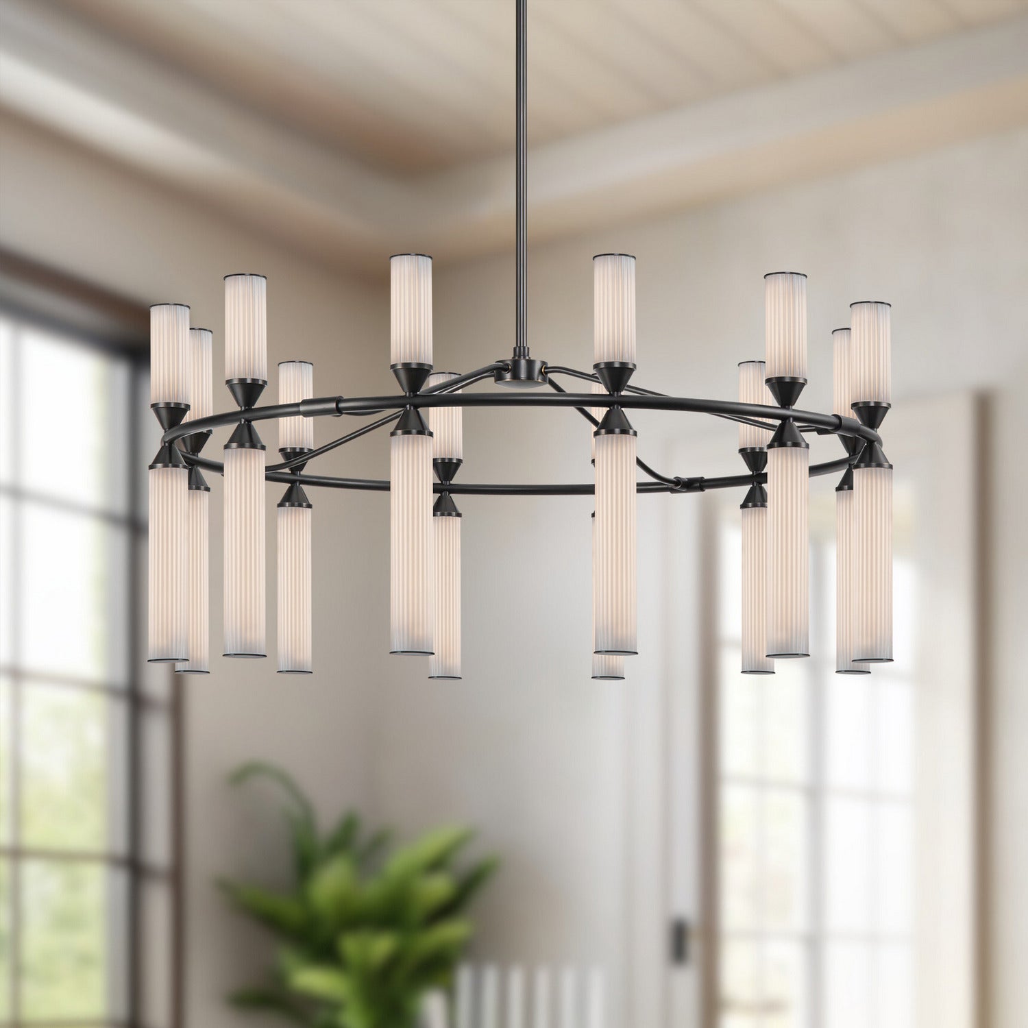 Alora - CH348038UBFR-UNV - LED Chandelier - Edwin - Urban Bronze/Frosted Ribbed Glass