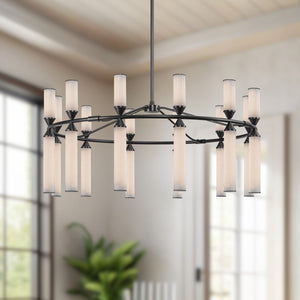 Alora - CH348038UBFR-UNV - LED Chandelier - Edwin - Urban Bronze/Frosted Ribbed Glass