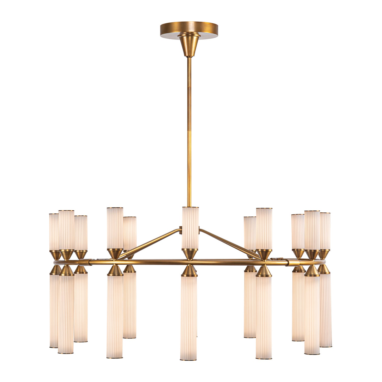 Alora - CH348038VBFR-UNV - LED Chandelier - Edwin - Vintage Brass/Frosted Ribbed Glass