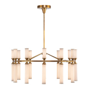 Alora - CH348038VBFR-UNV - LED Chandelier - Edwin - Vintage Brass/Frosted Ribbed Glass
