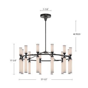 Alora - CH348038VBFR-UNV - LED Chandelier - Edwin - Vintage Brass/Frosted Ribbed Glass