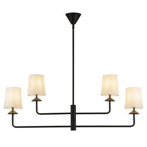 Alora - CH497445MBWL - Four Light Chandelier - Bridgette - Matte Black/White Linen