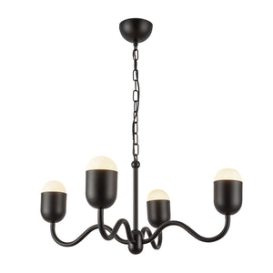 Alora - CH558427MBOP - Four Light Chandelier - Effie - Matte Black/Opal Glass
