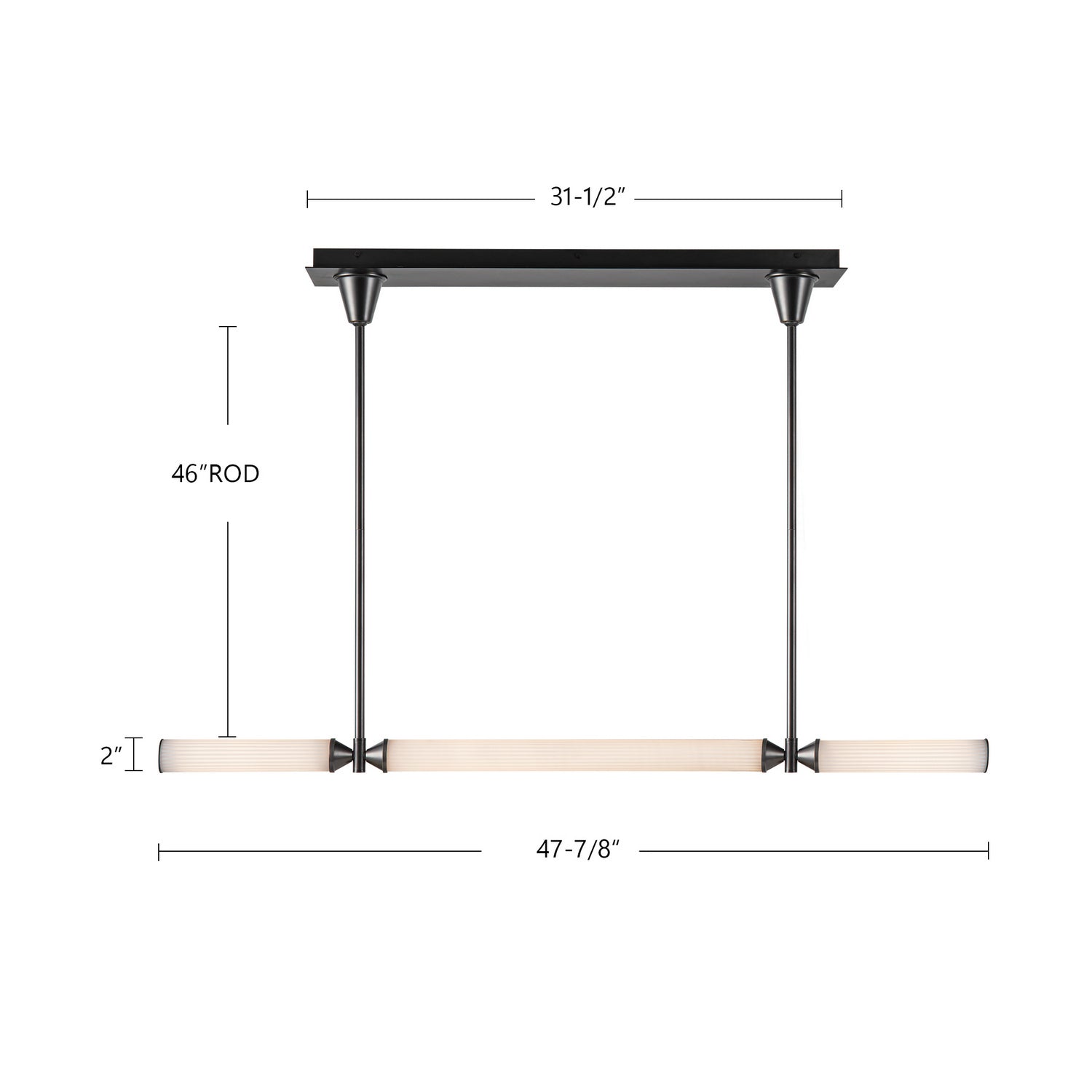 Alora - LP348148UBFR-UNV - LED Linear Pendant - Edwin - Urban Bronze/Frosted Ribbed Glass