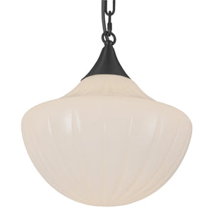 Alora - MP651312MBGR - Three Light Pendant - Farrah - Matte Black/Glossy Ribbed Opal Glass
