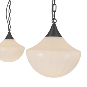 Alora - MP651312MBGR - Three Light Pendant - Farrah - Matte Black/Glossy Ribbed Opal Glass