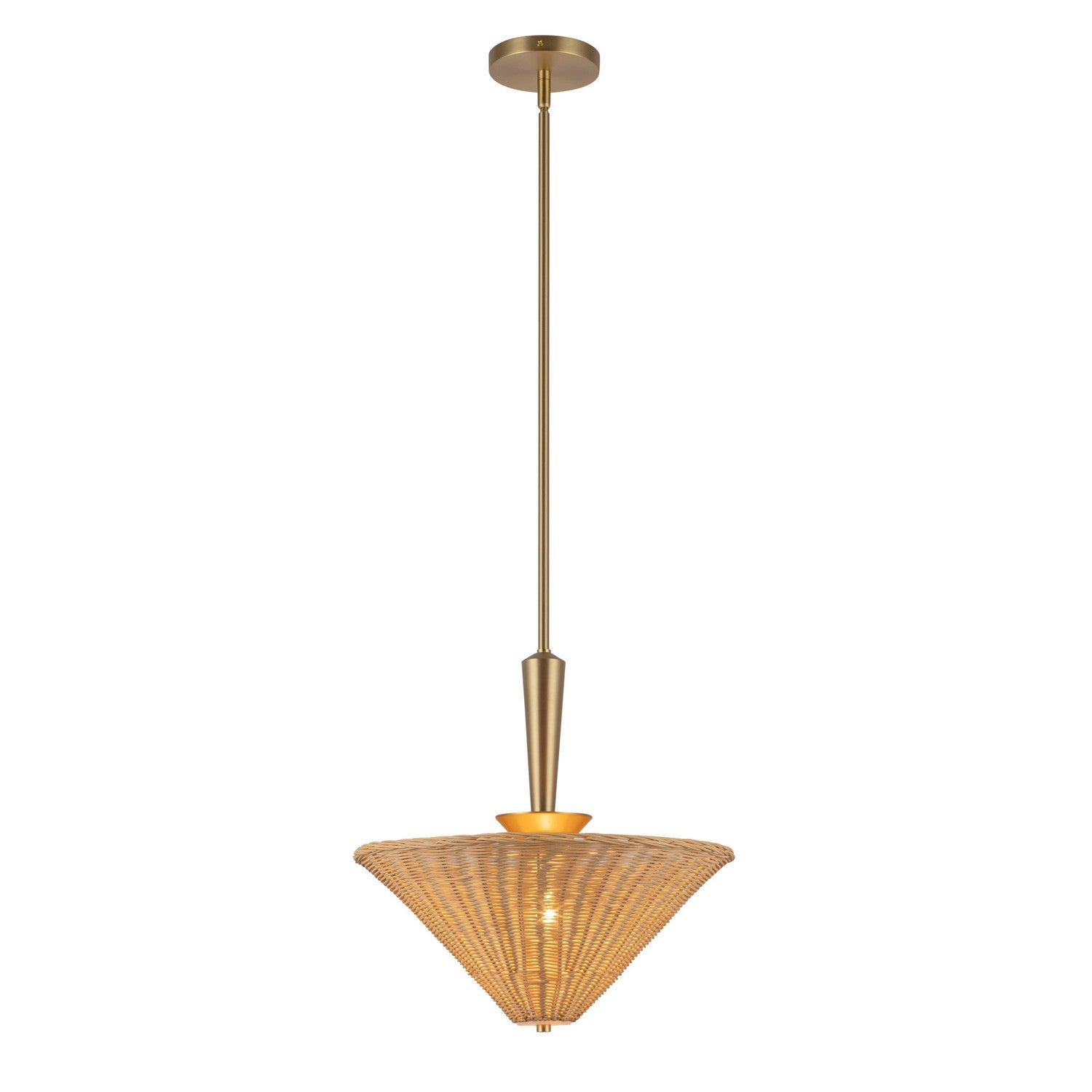 Alora - PD497016BGRA - One Light Pendant - Bridgette - Brushed Gold/Rattan