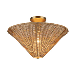 Alora - SF497016BGRA - One Light Semi-Flush Mount - Bridgette - Brushed Gold/Rattan