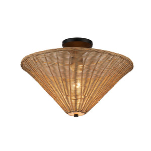 Alora - SF497016MBRA - One Light Semi-Flush Mount - Bridgette - Matte Black/Rattan