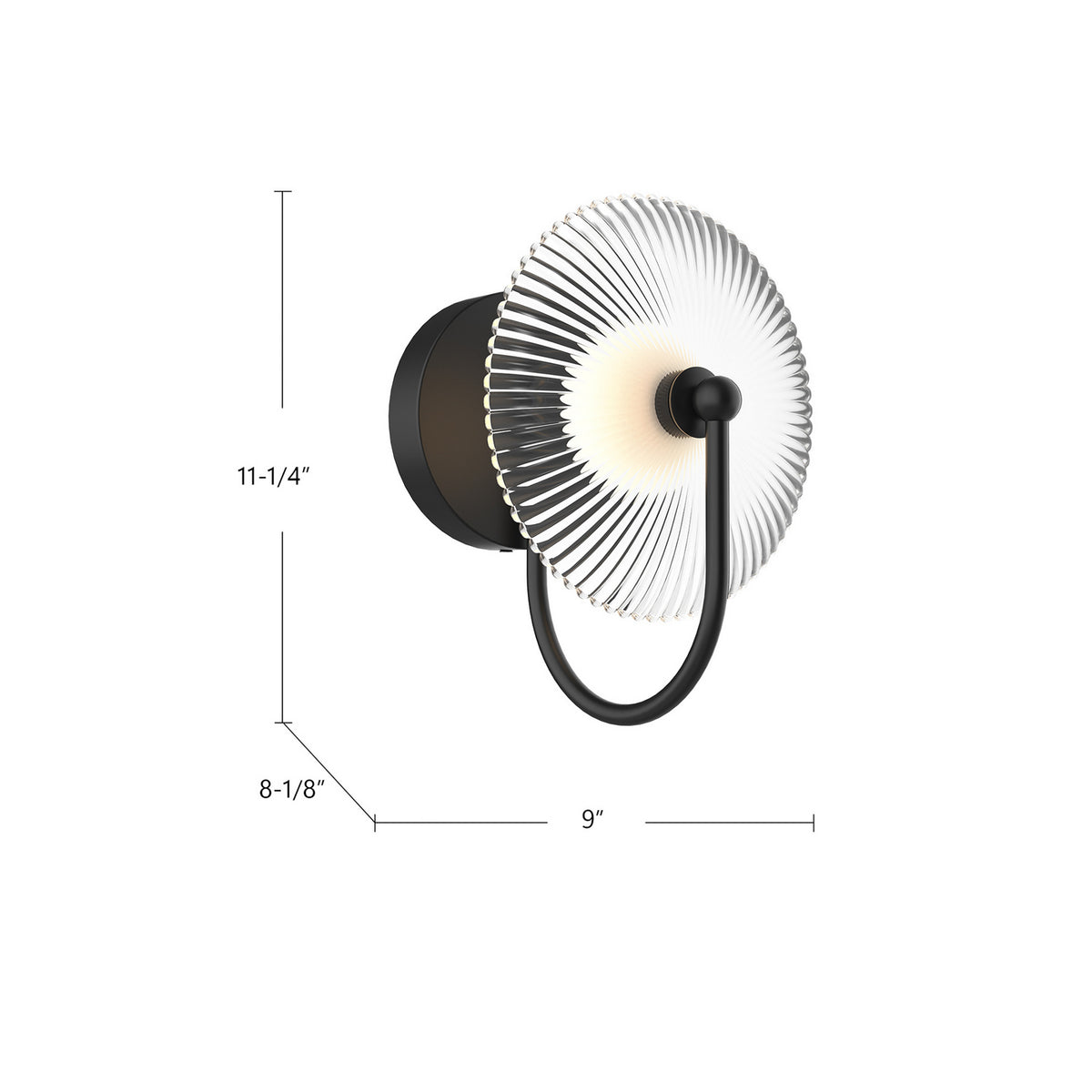 Alora - WV417801MBCR-UNV - LED Wall/Vanity - Hera - Matte Black/Clear Ribbed Glass