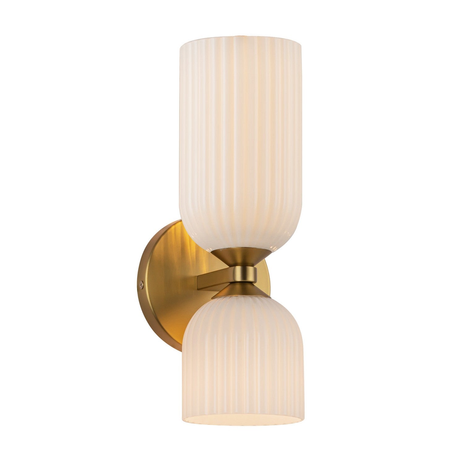 Alora - WV442612BGGR - Two Light Vanity - Nelly - Brushed Gold/Glossy Ribbed Opal Glass