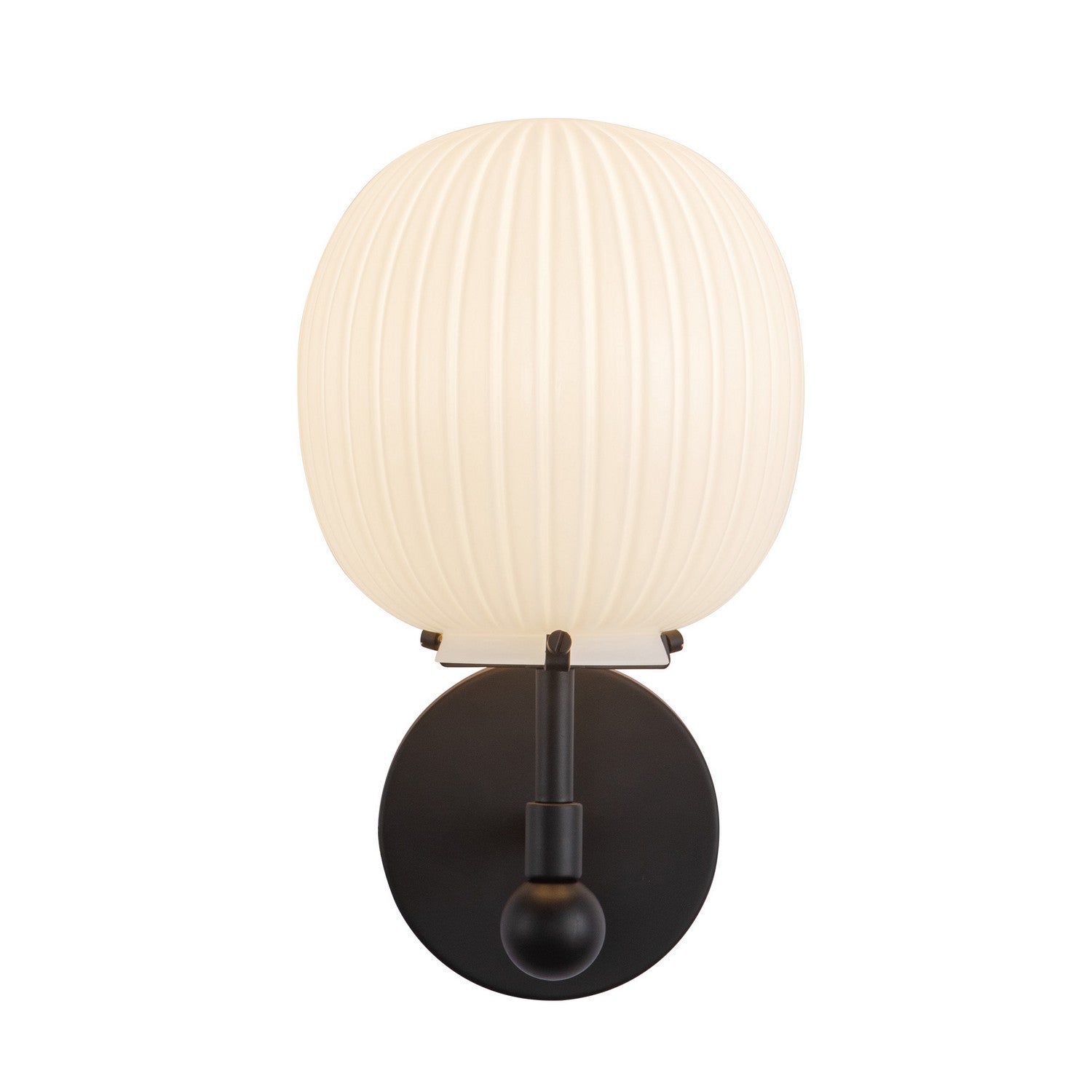 Alora - WV579107MBGR - One Light Vanity - Cherise - Matte Black/Glossy Ribbed Opal Glass