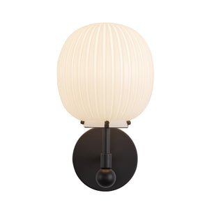 Alora - WV579107MBGR - One Light Vanity - Cherise - Matte Black/Glossy Ribbed Opal Glass