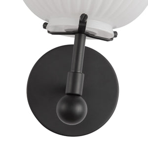 Alora - WV579107MBGR - One Light Vanity - Cherise - Matte Black/Glossy Ribbed Opal Glass